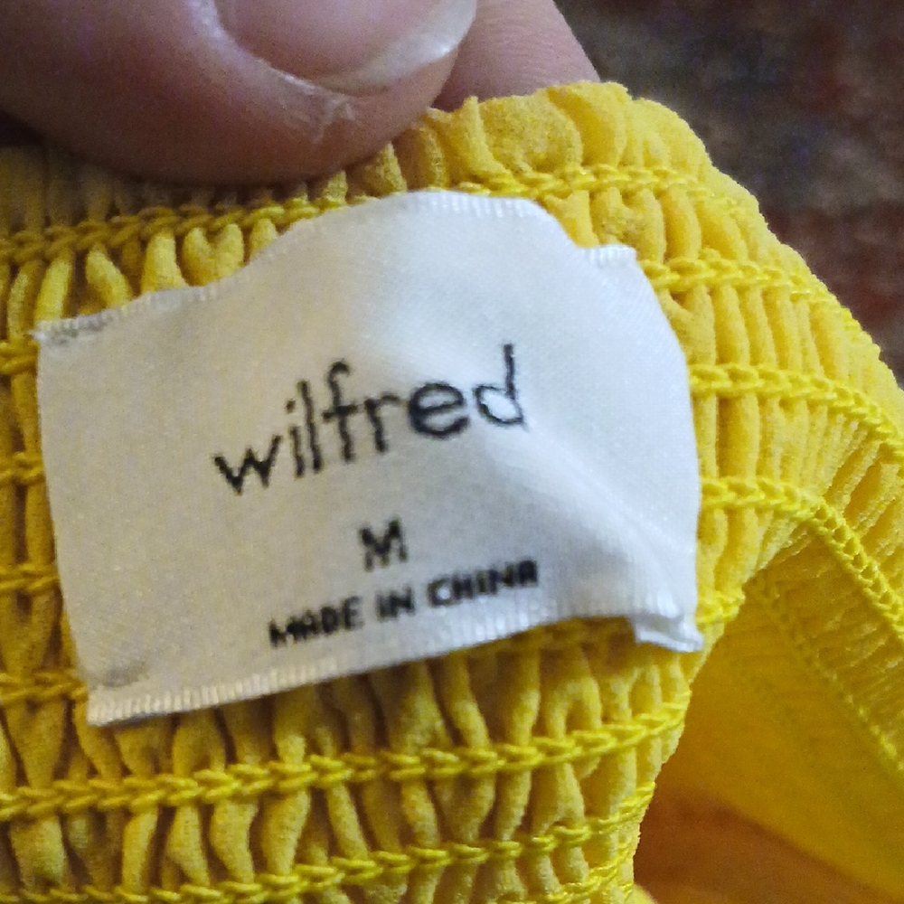 Wilfred Tempest Mini Dress Yellow Off The Shoulder Dress Size M - Picture 9 of 10